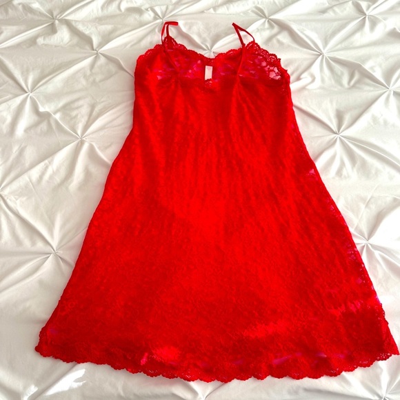 Victoria’s Secret Lace Chemise Slip Adjust Straps Stretch Red Women’s Large EUC - Picture 3 of 9